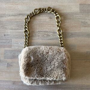 Zara furry shoulder bag